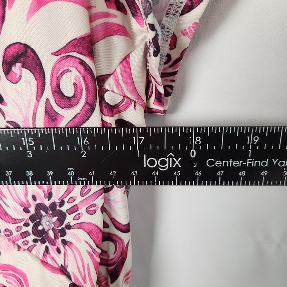 Koh Koh‎ Maxi Dress 4X Pink Floral V-Neck Short Sleeve Flowy Long Soft Stretch - Picture 6 of 8